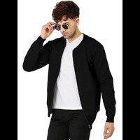 Men's Regular Fit Bomber Jacket (Color: Black)