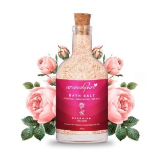 Natural Bath Salt with Essential Oils (Mix of Epsom Salt, Himalayan Salt, and Sea Salt, Vitamin C & E) for Body & Foot Spa, Relaxing Aromatherapy - Charming Rose Fragrance ( Fasli Rose) to Relax Mind and Body (250gm)